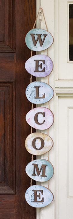 Welcome Watercolor Easter Egg Wall Hanging - The Fox Decor